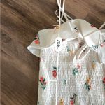 ZARA  smocked white floral crop tank top Photo 3