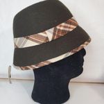 COLOMBINO Wool Plaid Belted Bucket Hat Brown Photo 0