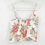 Sofia Jeans by Sofia Vergara Linen Blend Knot Front Floral Peplum Tank Cami Top White Size L Photo 7