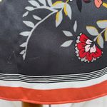 Loft Floral Satin Faux Wrap Scarf Skirt Grey Coral Medium Photo 6