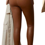 Aerie Offline By  Real Luxe Faux Leather Hi Rise Leggings Size Small Brown Winter Photo 0