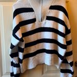 Stradivarius  Black and Cream Striped Turtleneck Sweater Photo 1