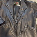 Black Leather Jacket Size 2 Women – Elegant Blazer Style with Lapels and Pockets Photo 3