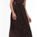 Topshop NWT  Corset Bust Satin Midi Dress In Chocolate-brown Size 10 Photo 0