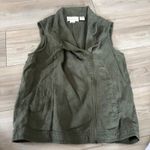 Cynthia Rowley  Olive Green Linen Moto Vest Women's Size M Photo 0