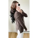 Daisy Fuentes  Brown Kangaroo Pocket Scoop Neck Pullover Sweater Lagenlook Small Photo 4