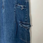 Faded Glory Vintage  Denim Maxi Jumper Dress Cargo Pockets Size Medium Photo 4