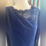 JS Collections JS collection Elegant Navy Blue Lace Sleeve Maxi 14 Evening Formal Dress Photo 9
