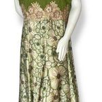 Indian Dress Rhinestones Floral Size XL Green Ruched Top Maxi Floral Embellished Photo 0