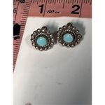 Vintage Sterling Silver and Turquoise Screw Back Earrings 1940s Blue Photo 11