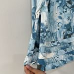 White House | Black Market Banded Bottom Blouse Ruffle at Shoulder Watercolor Sz 4 Photo 9