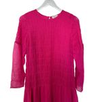 AYR The Something Special Silk Dress Pink Crinkle Flowy Smocked Ruched Sheer XS Photo 2