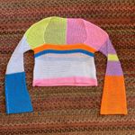 NEON BEACHY KNIT CROP COLOR BLOCK SWEATER Photo 2