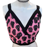 Pink And Black Coffin Bralette Lace Trim Goth Punk Emo Size XL Photo 0