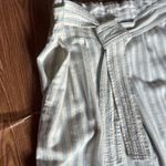 Madewell  Blue and White Striped Linen
Paperbag Cropped Pants Size Medium Photo 4