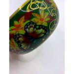 Vintage Floral Butterfly Wide Bangle Bracelet Green Enamel Boho Fairycore Photo 2