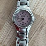 Citizen Eco-Drive Ladies Watch Pink Dial Stainless Bracelet WR100 Date Window Photo 5