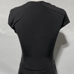 & Other Stories Cupro Blend Cap Sleeve Fitted Ruched Dress Black Size 4 Photo 12