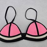 Black Pink Mesh Boho Triangle Padded Swim Sports Bra Beach Bikini Top M Medium Photo 0
