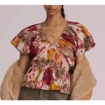 Anthropologie  Love the Label Painterly Open Back Blouse Sz. S Photo 0