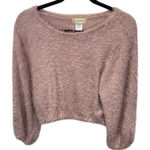 Altar'd State Fuzzy Crop Top Sweater Long Sleeve Blush Pink Size L Photo 0
