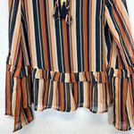 Gilli Orange & Cream Multicolor Striped Wide Sleeve Blouse Size S Photo 3