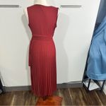Max Studio Size S Elegant Midi Pleated Dress Burnt Orange Heritage Fall Wedding Photo 2