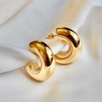 Small Thick Hoop Earrings Gold Photo 1