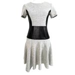 Tibi Whitby Faux Leather Panel Fit & Flare Dress 2 Stretch Tweed Monochrome Photo 1