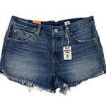 Levi's White Oak - Cone Denim Embroidered Pockets Cut Off Shorts in Blue Photo 0