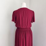 Loft Burgundy Swiss Dot Textured Button Front Midi A-Line Dress L Photo 9