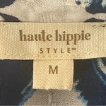 Haute Hippie shades of blue and white abstract Boho button down blouse Medium Photo 7