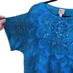 JM Collection Blue Flower Top With Sequins Size Large Photo 2