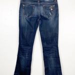 MER Dark Wash Distressed Intentionally Ripped Flare Leg Denim Jeans, Size 27 Photo 1
