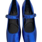 Geox Respira Metallic Blue Mary Jane Block Embellished Jewel Block Heel 37.5 7 Photo 1