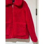 Sam Edelman Short Front Zip Teddy Coat Patch Pockets Hot Pink Faux Fur Small NWT Photo 5