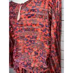 Free People  Small Blouse Paisley Metallic Stripe Shirt Boho‎ Hippie Peplum Photo 9