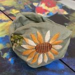 Green Bow Headband with Sunflower Embroidery Photo 0