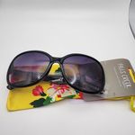 Falls Creek NWT  Black & Gold Sunglasses & Yellow Floral Pouch Photo 1