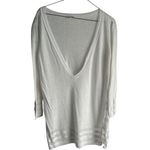 J.Jill Women Small‎ White Deep V Neck Pullover Top Cotton Linen Summer Vacation Photo 1