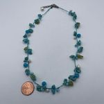 Howlite Pearl Peridot Quartz Beaded Necklace Artisan Made sterling silver blue Green Photo 4