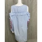 cupio  lightweight long sleeve cold shoulder embroidered ruffle dress with cutout Photo 4