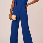 Adrianna Papell Draped One Shoulder Rhinestone Jumpsuit Royal Blue Womens Size 2 Photo 1