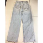 ZARA  Women's Light Wash Distressed Ripped Knee Wide‎ Leg Cropped Jeans Photo 5