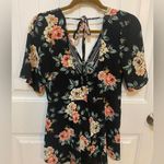 Trixxi Black and Pink Floral patterned short sleeve romper Photo 8