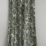 Forever 21 Leggings Flared Women's Medium Green Paisley Elastic Waist Pull-On Photo 0