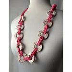 Hot pink twisted beads boho floral disk necklace Photo 3
