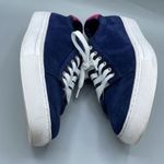 1901  Women’s size 9 blue suede shoes with pink trim. Photo 3