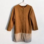 ZARA Brown Suede Fur Trench Coat Size Small Photo 0