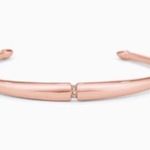 Stella & Dot Pave Inset Rose Gold Cuff Dainty Minimalist understated Elegant Photo 0